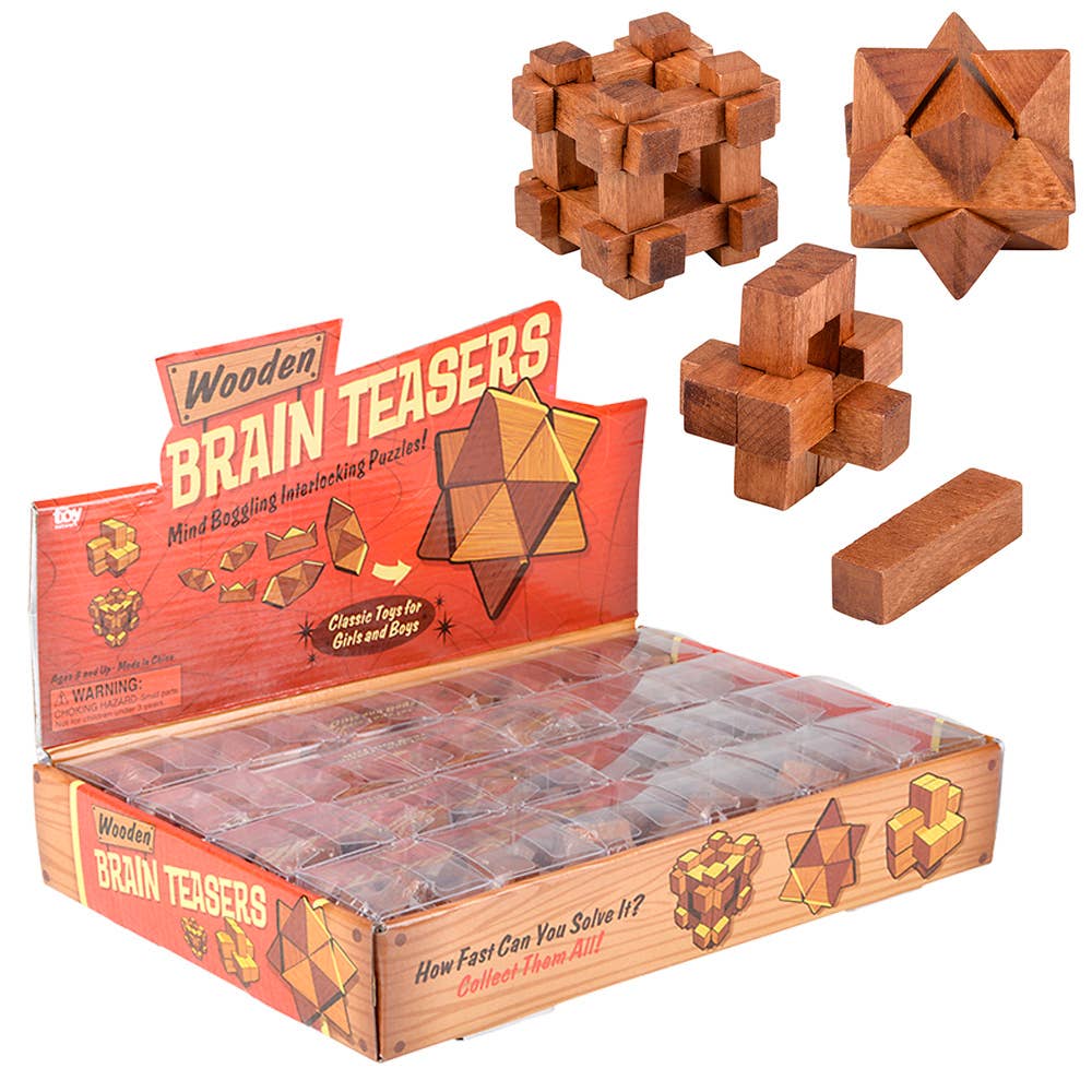 (T) 1.75" WOODEN BRAIN TEASERS
