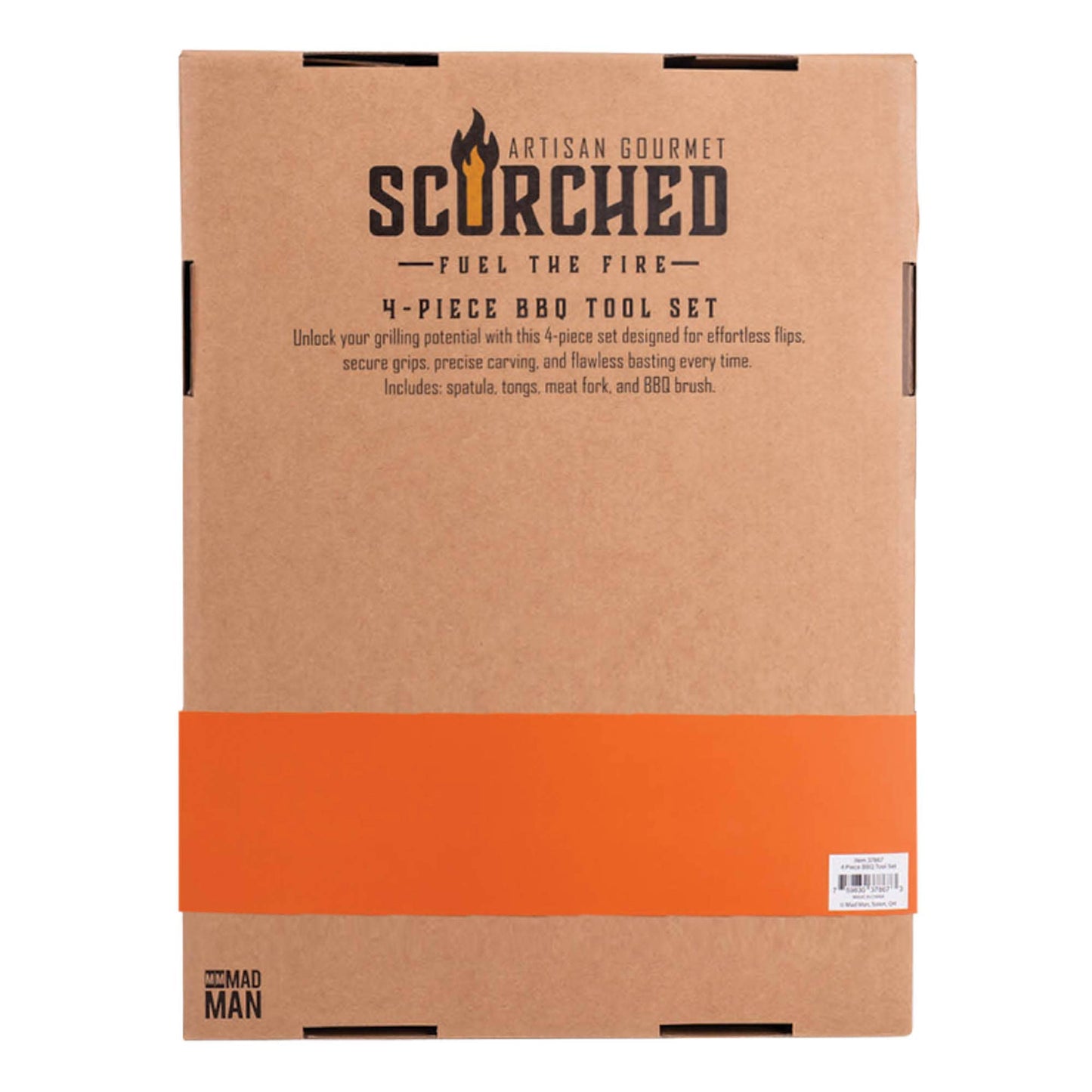 Scorched 4-Piece BBQ Tool Set | Men's Grill Tools Gift Set