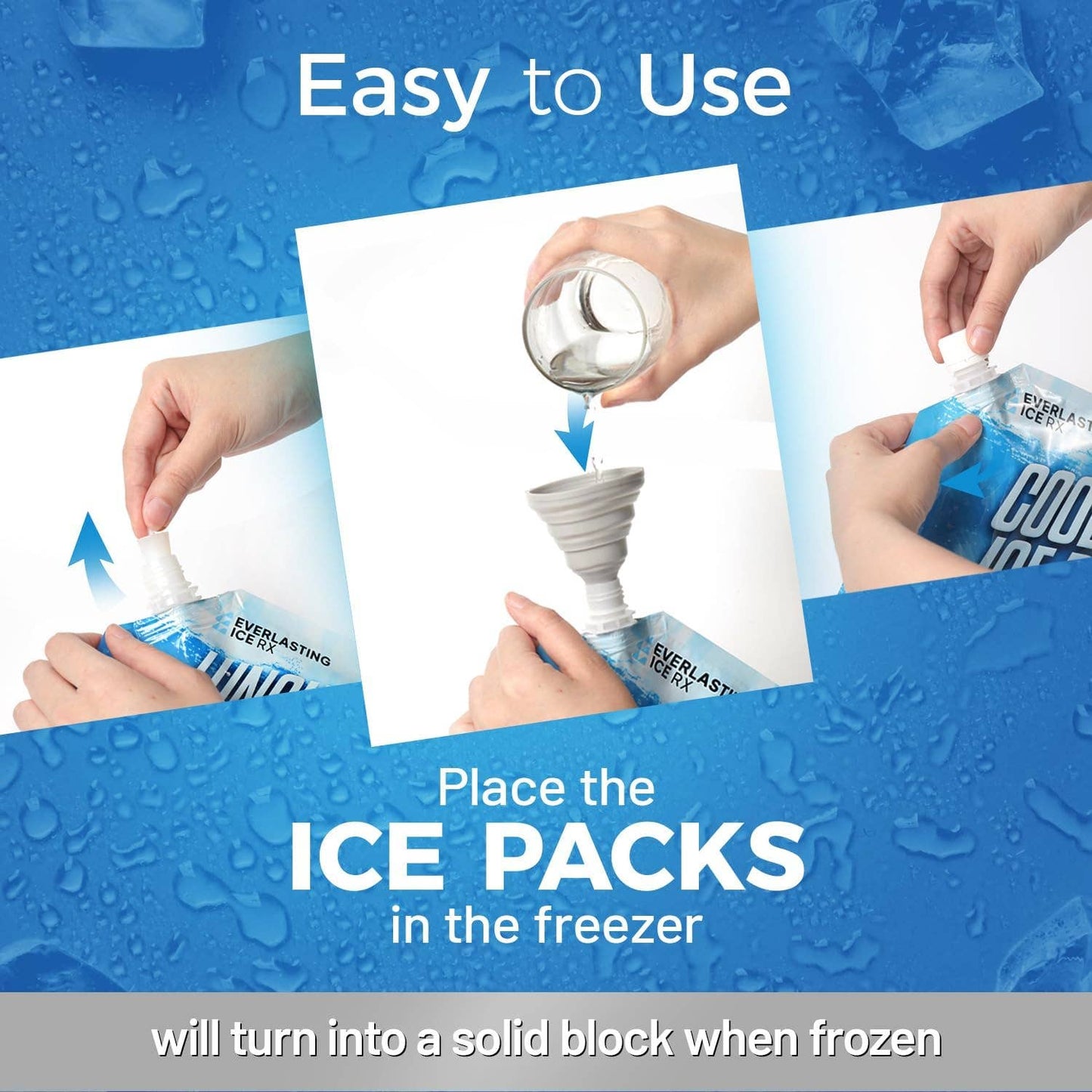 Reusable Ice Packs for Cooler (4 Pack) Up to 48 Hours Freezer Packs for Coolers and Lunch Boxes | 10 x 10 in | Cooler Ice Packs for Camping, Fishing, Beach, Road Trips