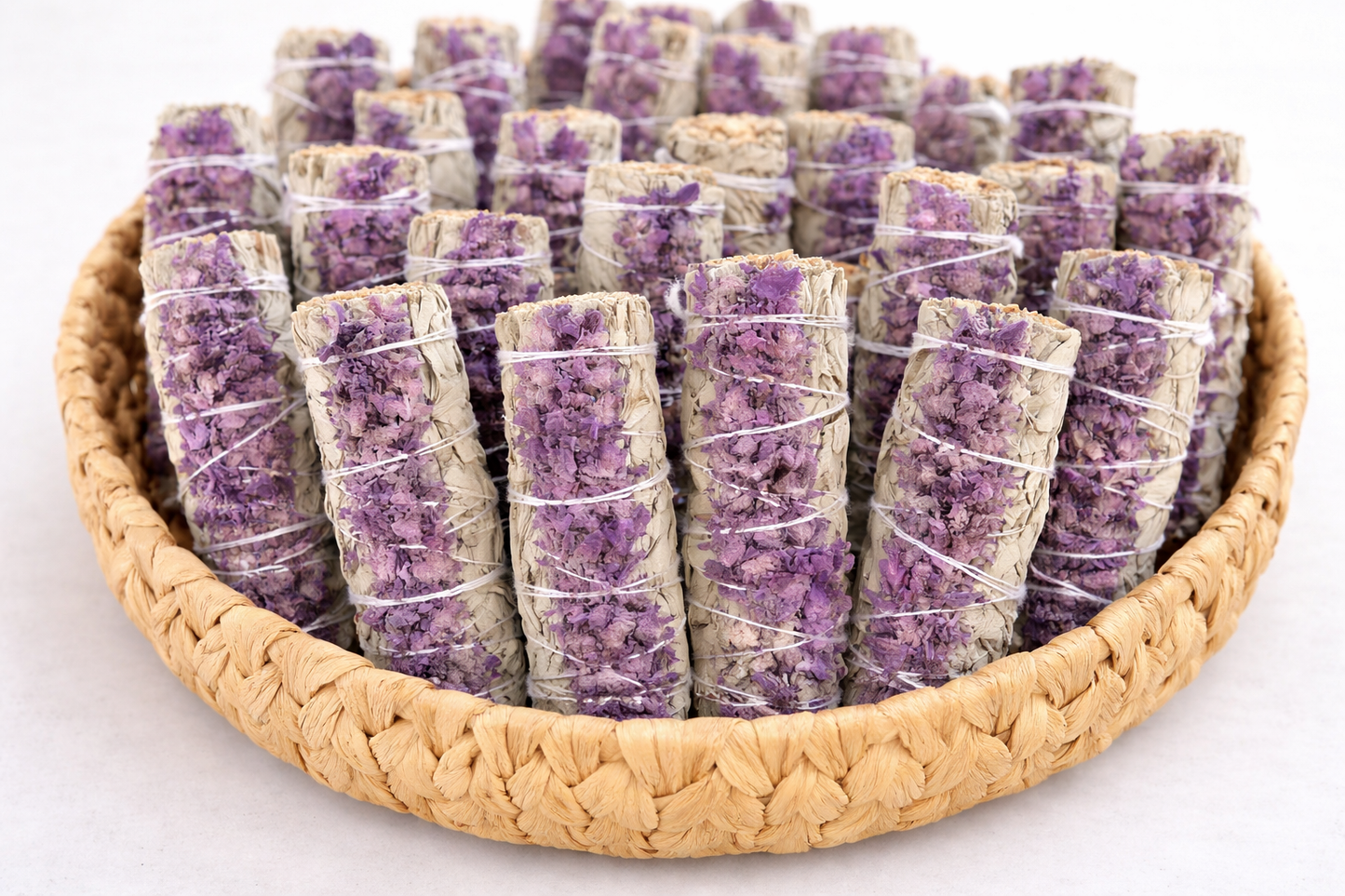 White Sage & Dried Lavender Smudge Sticks Bulk, Handcrafted