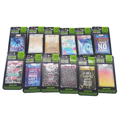 Spandex Dual Phone Pocket Card Holder Assortment- 12/Pack
