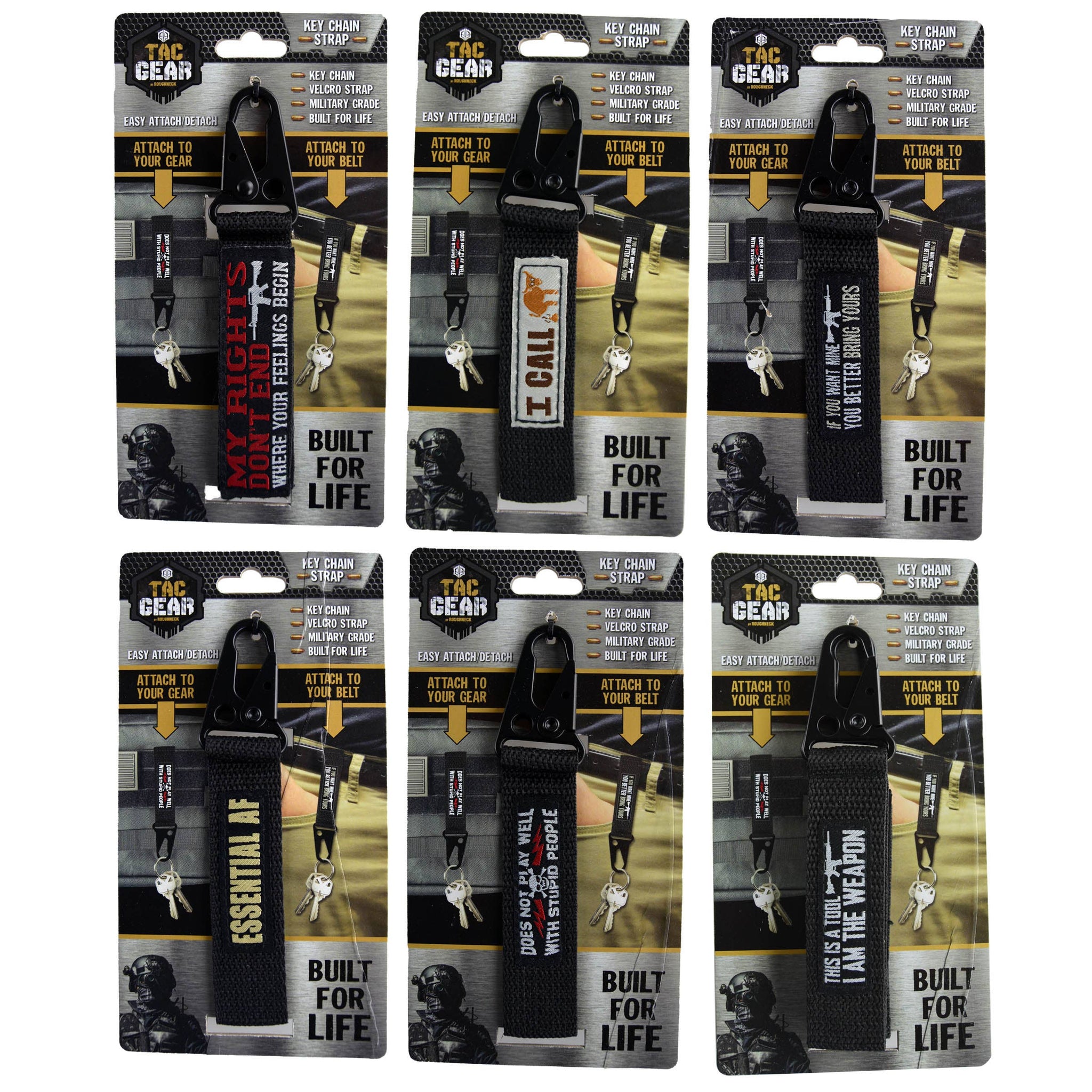 Tac Gear Molle Compatible Key Chain Strap Assortment- 12/Pk