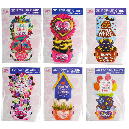 Mother's Day Mom Love Pop-Up Jumbo Card Assortment - 6/Pack