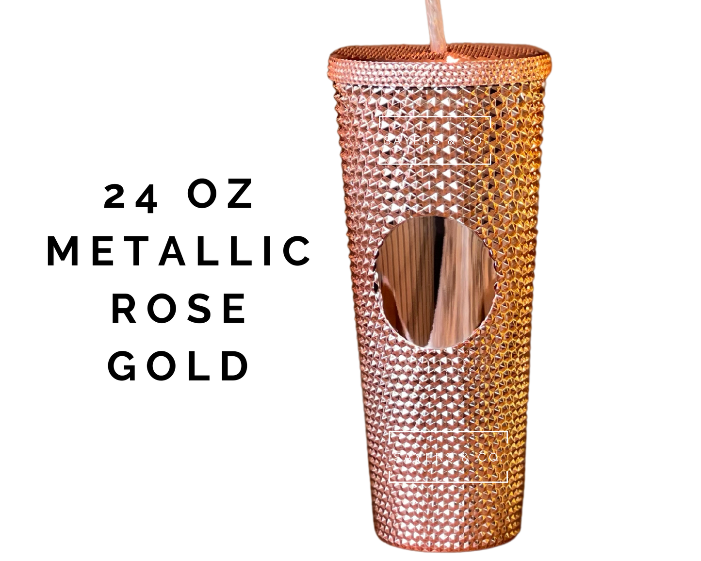 24 oz Matte & Glossy Studded Screw Top Tumbler Double Walled