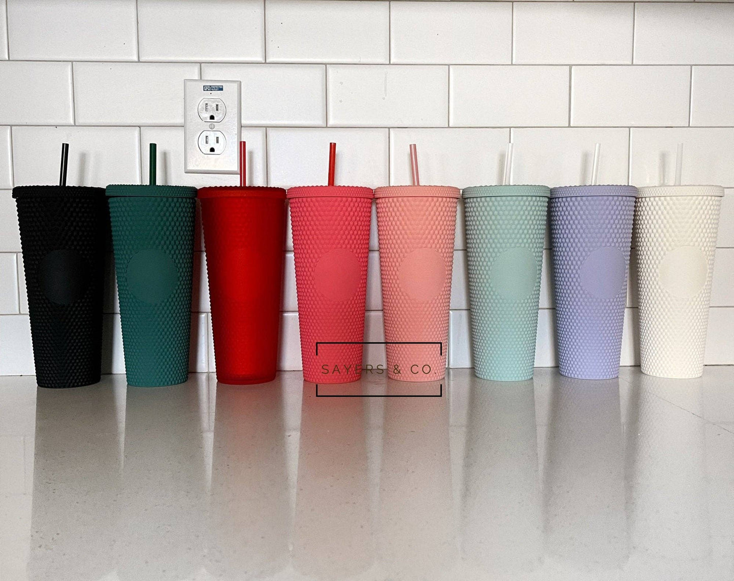 24 oz Matte & Glossy Studded Screw Top Tumbler Double Walled