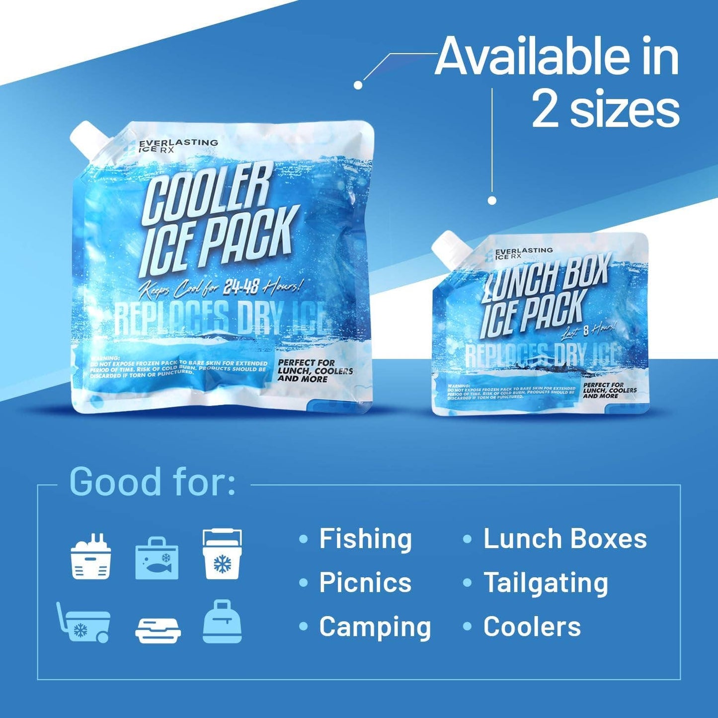 Reusable Ice Packs for Cooler (4 Pack) Up to 48 Hours Freezer Packs for Coolers and Lunch Boxes | 10 x 10 in | Cooler Ice Packs for Camping, Fishing, Beach, Road Trips
