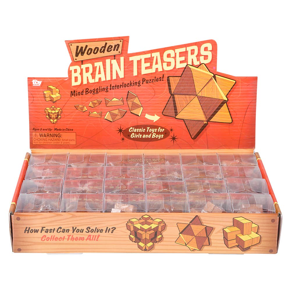 (T) 1.75" WOODEN BRAIN TEASERS