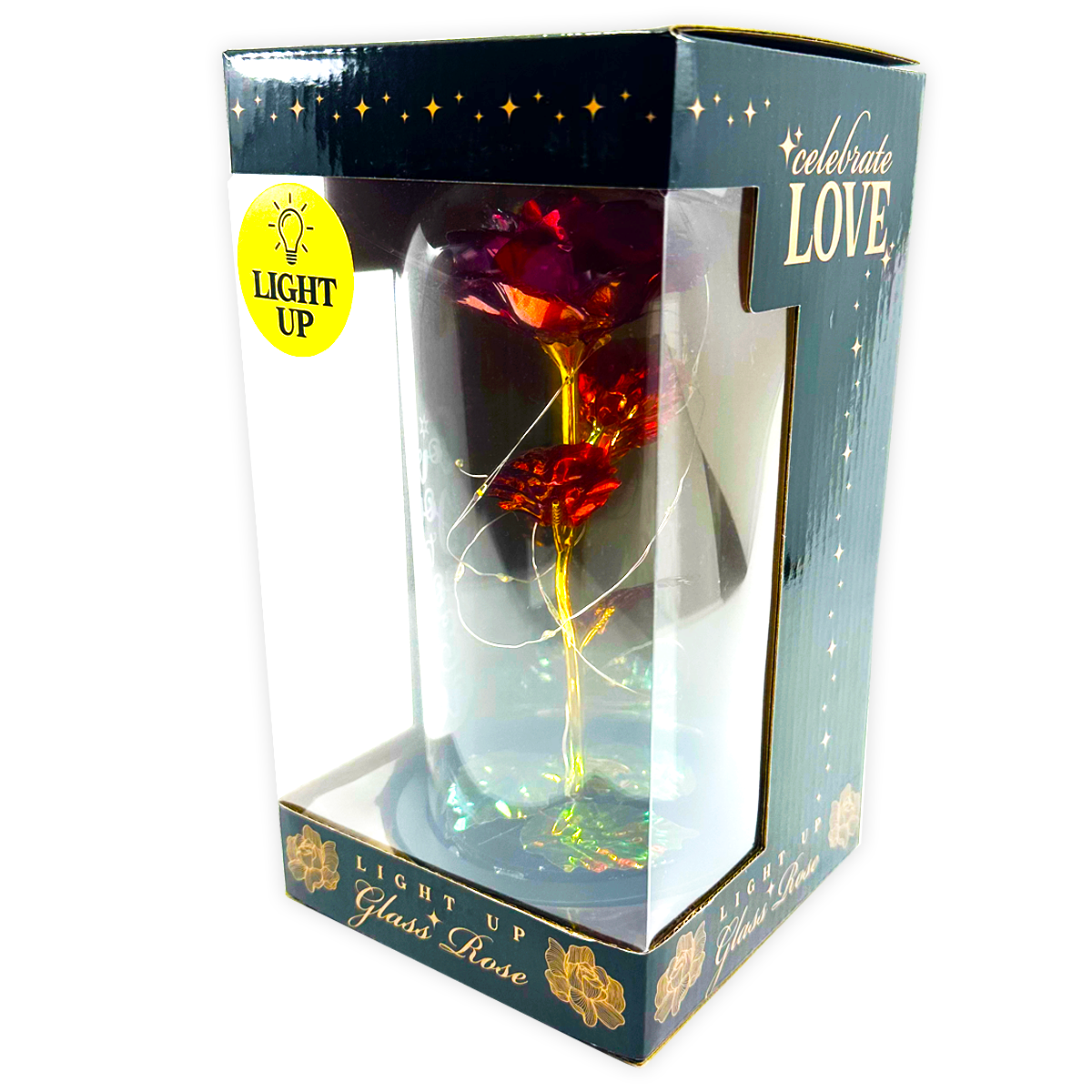 Jumbo Rose Glass Keepsake Love Assortment Gift - 2/Display
