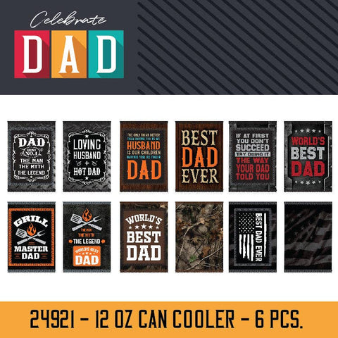 Neoprene Can Coolers Father's Day Assortment- 6/Pack