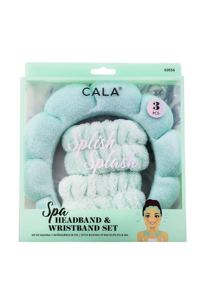 CALA 69136 Mint Spa Headband & Wristband Set - 6set