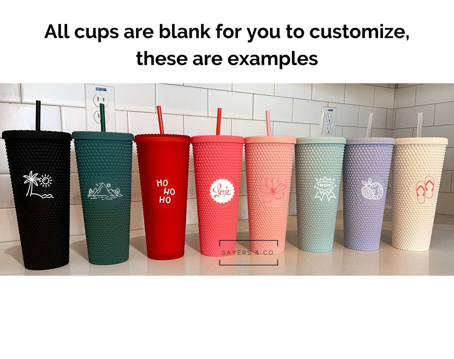 24 oz Matte & Glossy Studded Screw Top Tumbler Double Walled