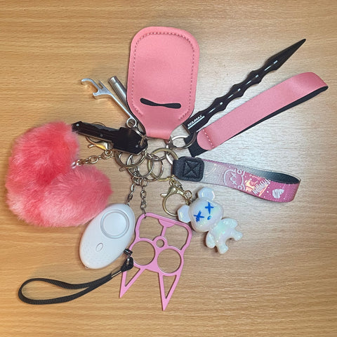 Pink with White Bear Self Defense Keychain