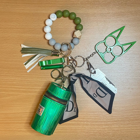 Green Wristlet Self Defense Keychain