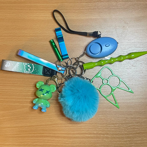 Blue and Green Bear Self Defense Keychain