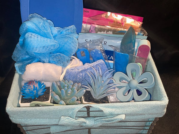 Blue Spa Day Gift basket