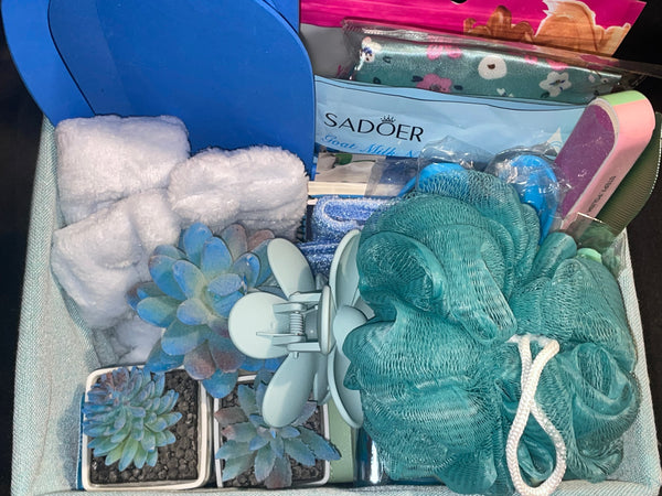 Blue Spa Day Gift basket