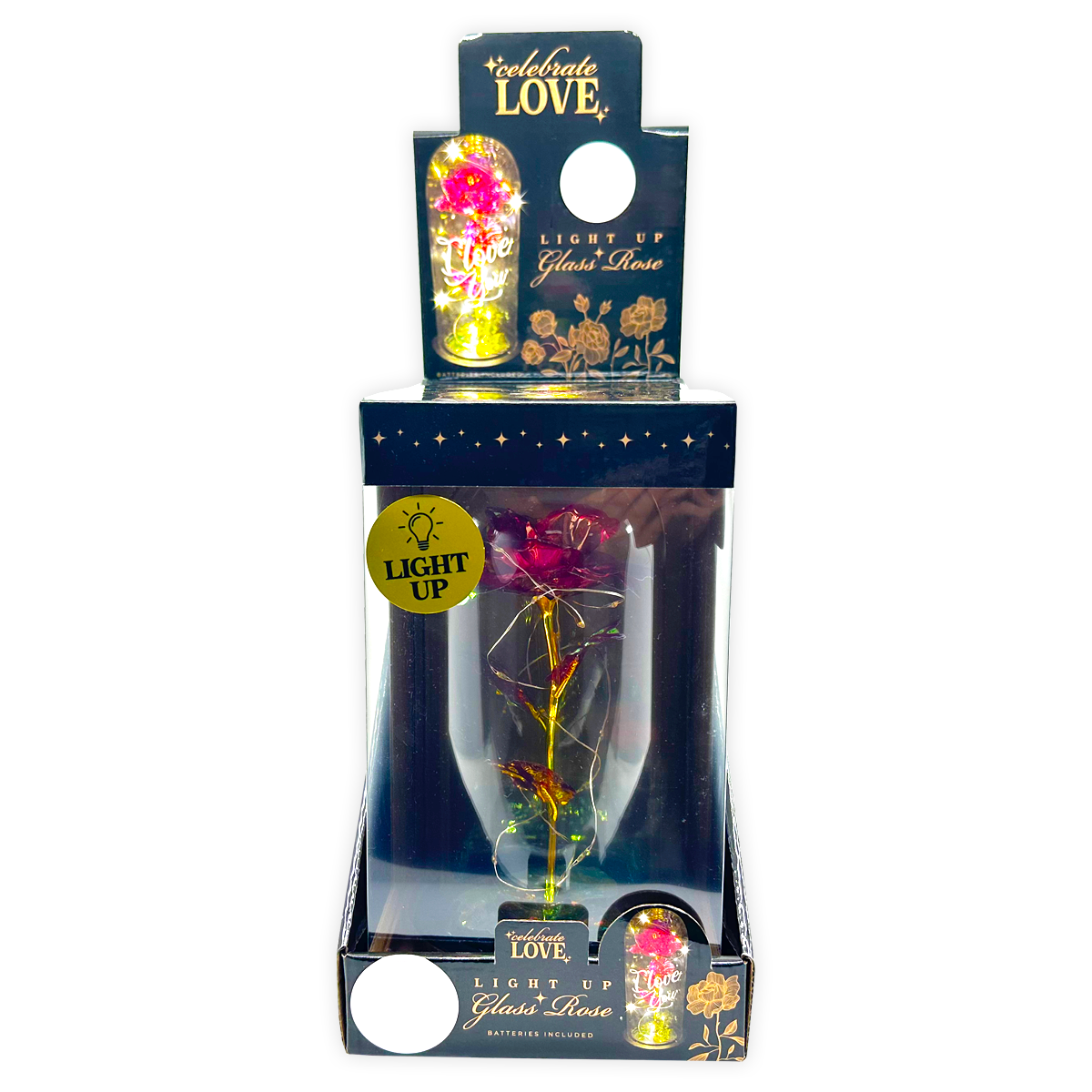 Jumbo Rose Glass Keepsake Love Assortment Gift - 2/Display