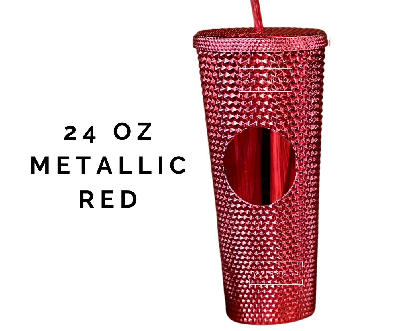 24 oz Matte & Glossy Studded Screw Top Tumbler Double Walled
