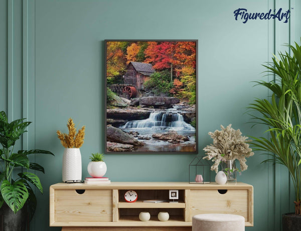 Diamond Painting - Mountain Cabin and Cascade