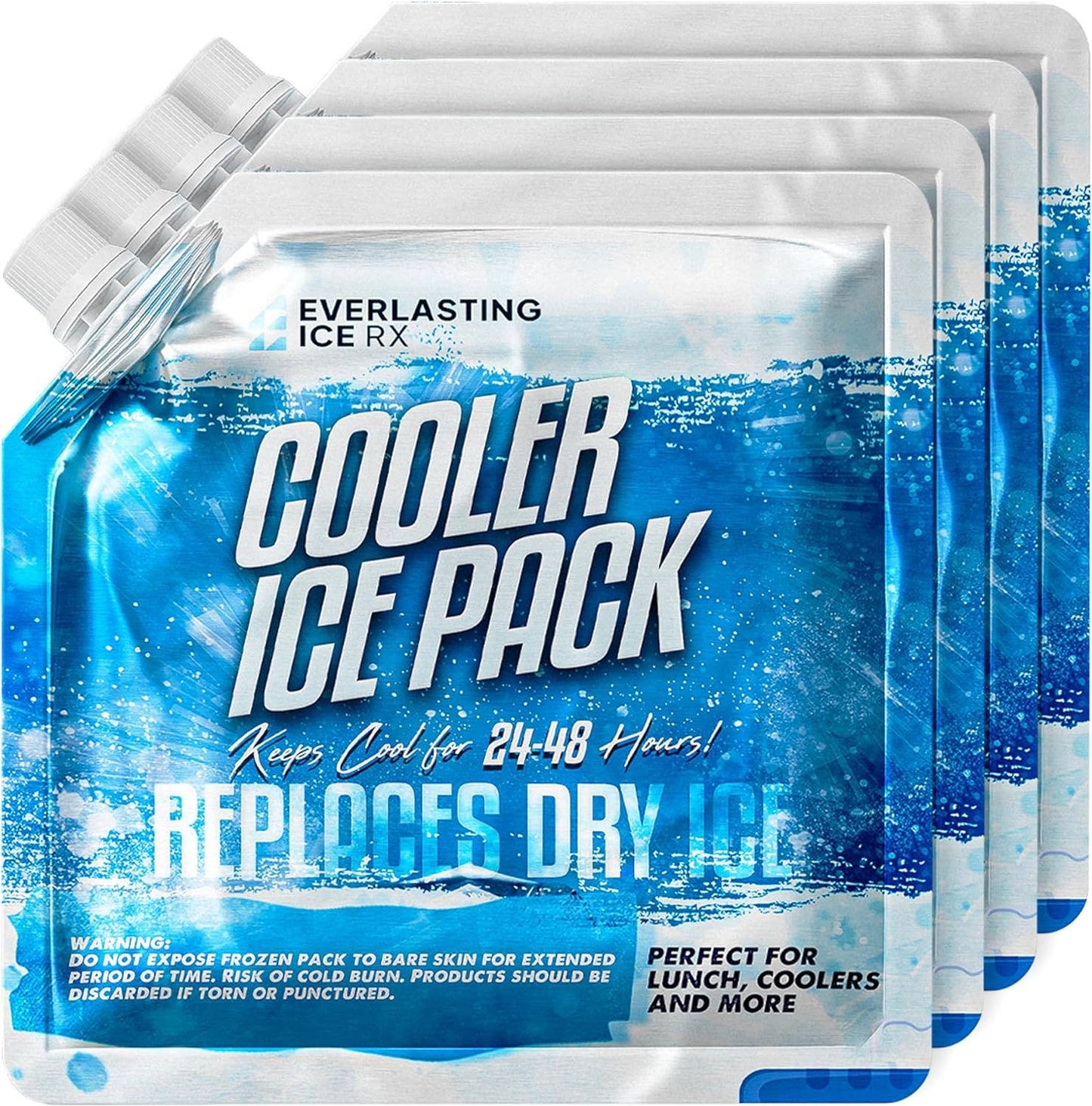 Reusable Ice Packs for Cooler (4 Pack) Up to 48 Hours Freezer Packs for Coolers and Lunch Boxes | 10 x 10 in | Cooler Ice Packs for Camping, Fishing, Beach, Road Trips