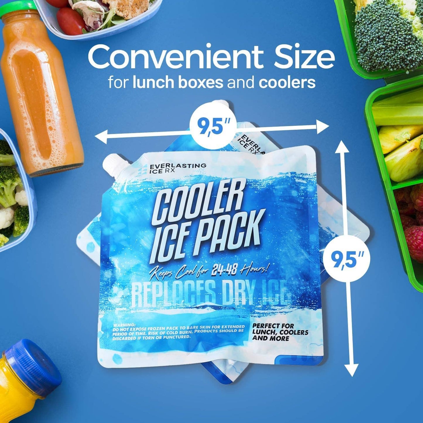 Reusable Ice Packs for Cooler (4 Pack) Up to 48 Hours Freezer Packs for Coolers and Lunch Boxes | 10 x 10 in | Cooler Ice Packs for Camping, Fishing, Beach, Road Trips