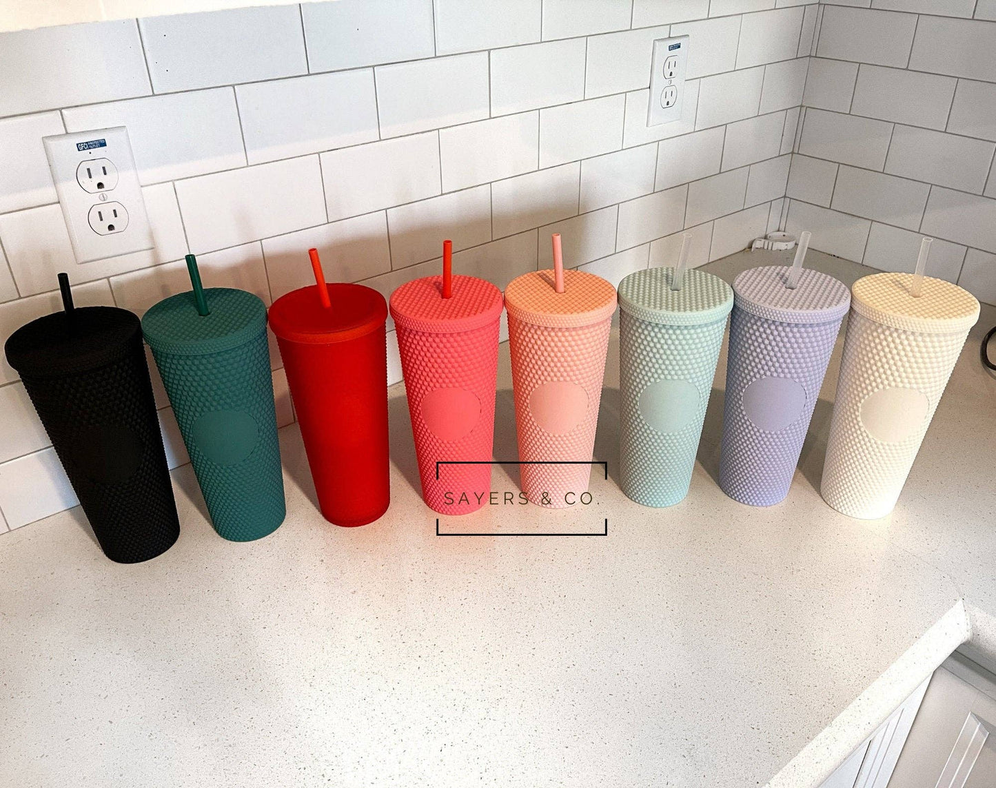 24 oz Matte & Glossy Studded Screw Top Tumbler Double Walled