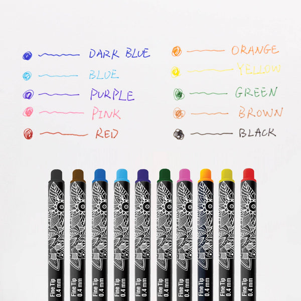 Skylar 0.4 mm 10 Color Fineliner Pen