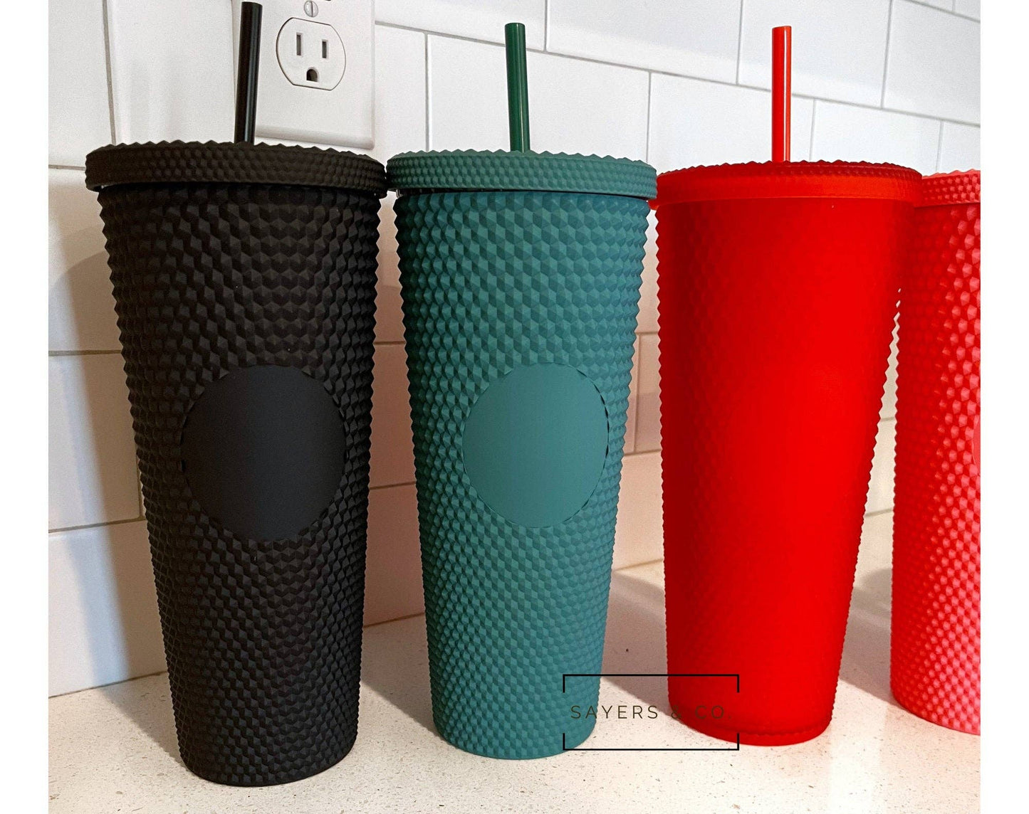 24 oz Matte & Glossy Studded Screw Top Tumbler Double Walled