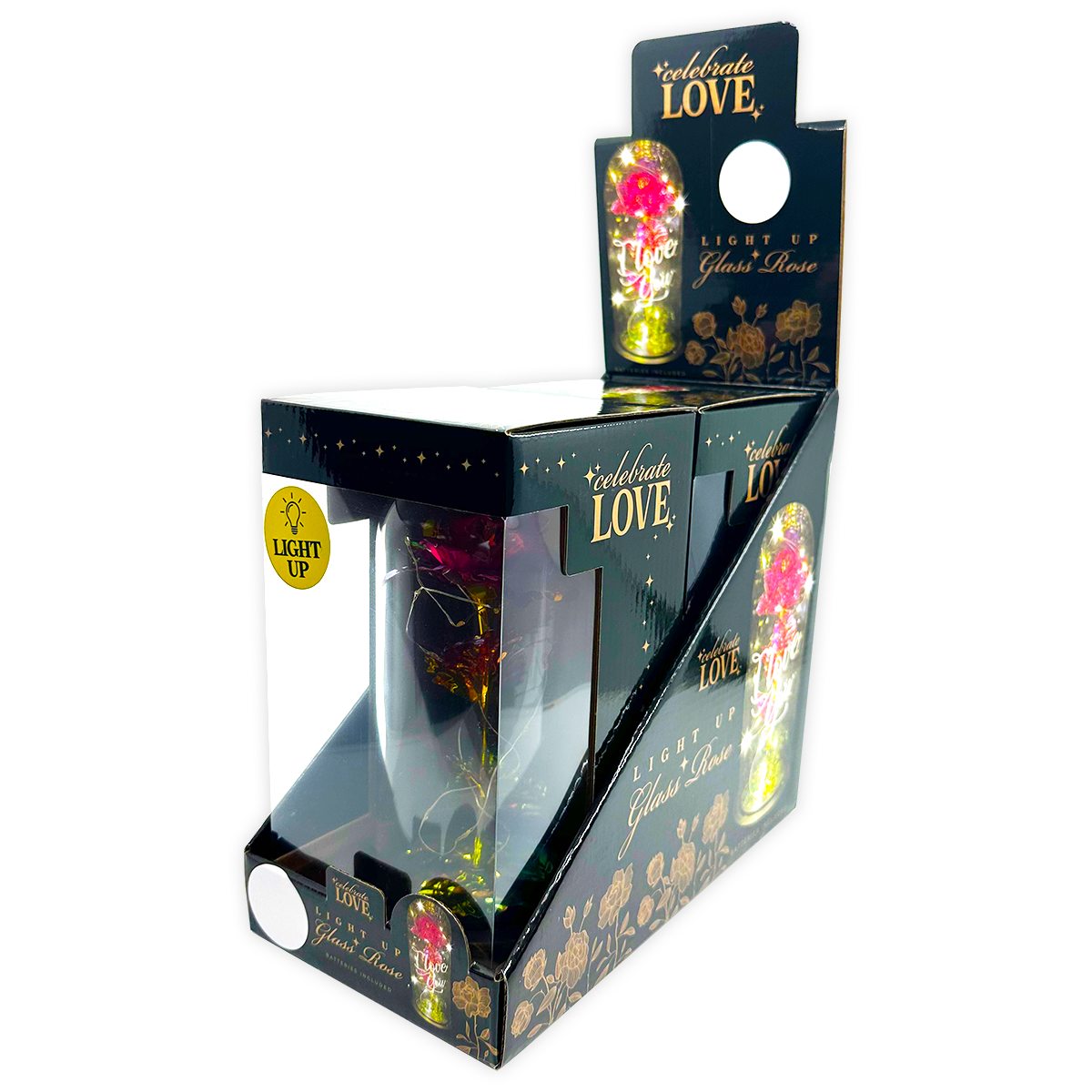 Jumbo Rose Glass Keepsake Love Assortment Gift - 2/Display