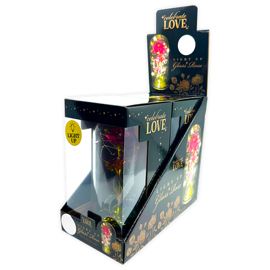 Jumbo Rose Glass Keepsake Love Assortment Gift - 2/Display