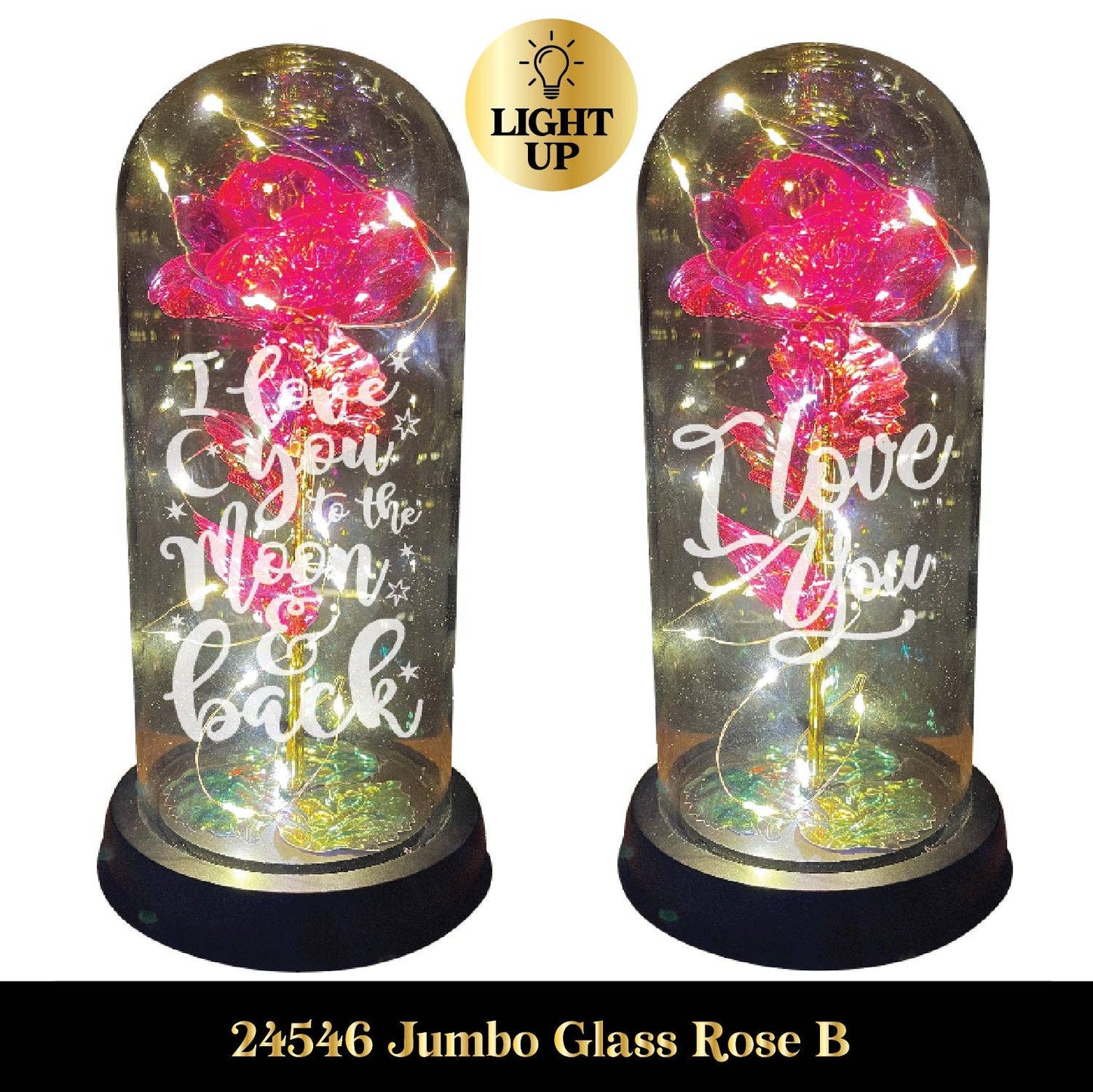Jumbo Rose Glass Keepsake Love Assortment Gift - 2/Display